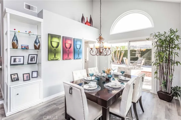 Formal dining area with views to rear yard