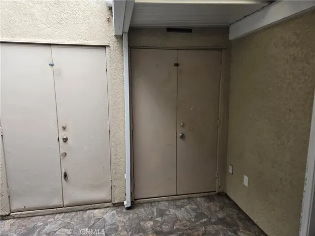 Storage lockers on patio