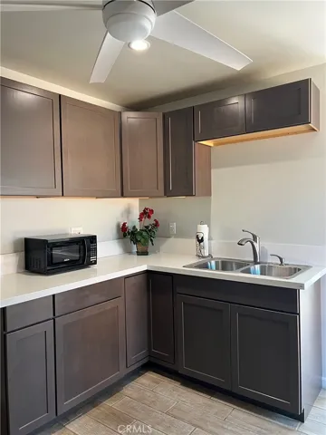 Kitchen2, new cabinets , tiled floor, ceiling fan, recessed lights