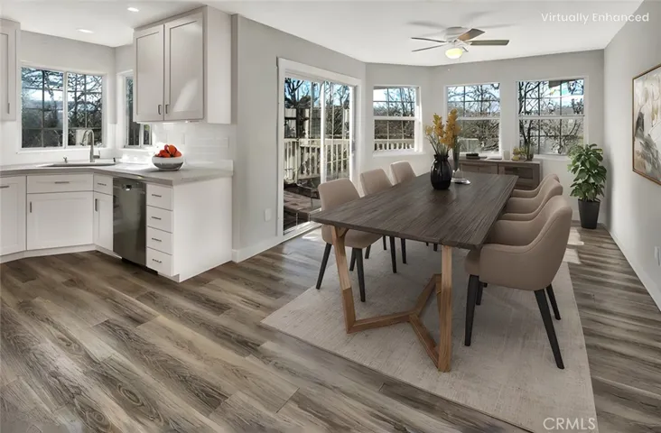 Virtually staged dining area.