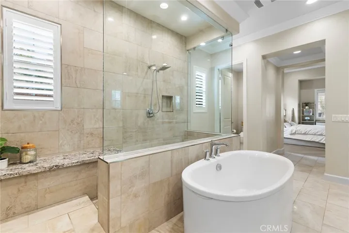 Separate walk in shower and soaking tub