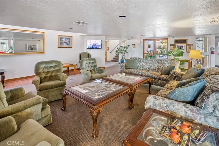 Sitting area in the vibrant clubhouse