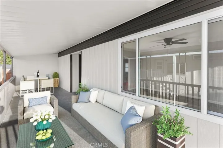 Front entry with sitting area staged