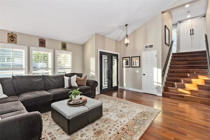 Living Room with gorgeous wood flooring.