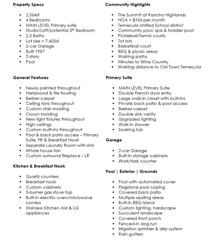 Property Specs & Features