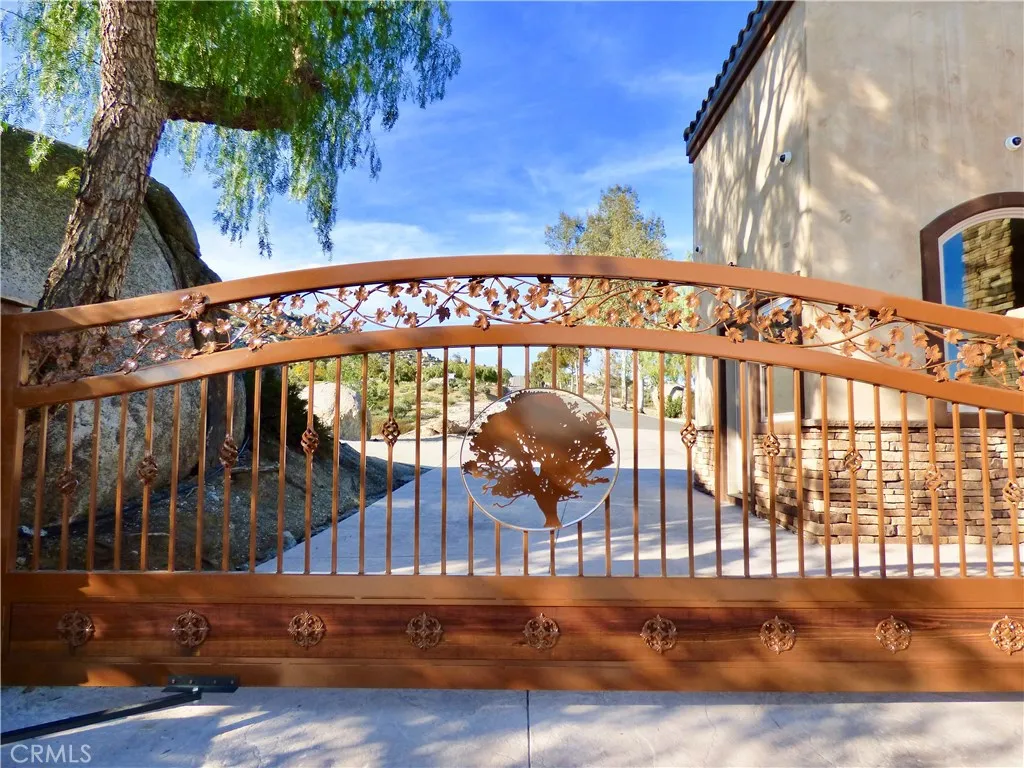 Beautiful security gate at main entrance on Sky Mesa Road, off Juniper Flats Road.