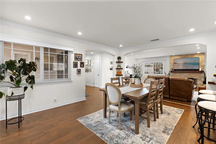 This smart home features recessed lighting, dual-pane windows, A/C with a whole-house fan, and keyless entry for all exterior doors and gates.
