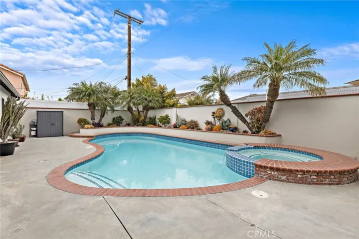 Sparkling pool and spa.