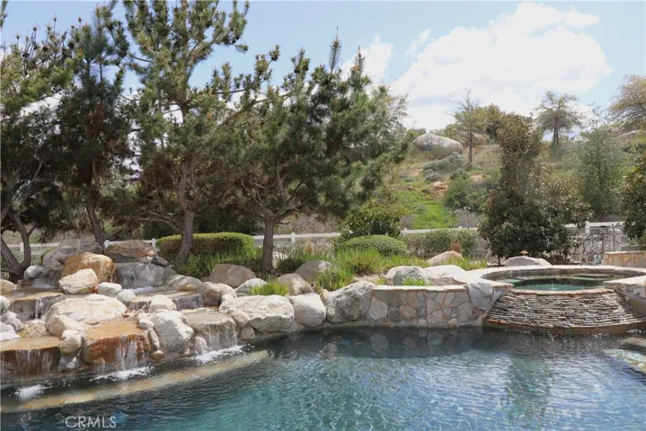 Waterfall leading into the pool.