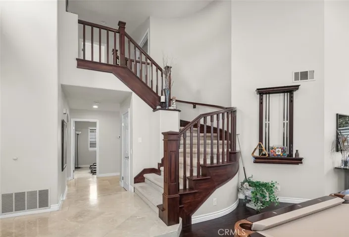 Custom staircase with beautiful curvature.