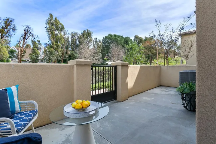 Generous private patio with tree views