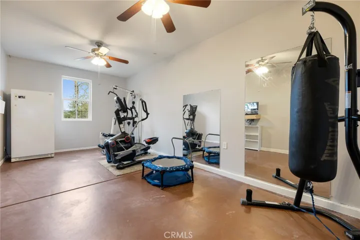 3-bay garage, currently being used as a gym