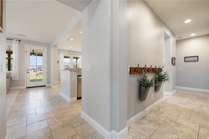 Right: access to the half bath, Left: access to the Family room & kitchen