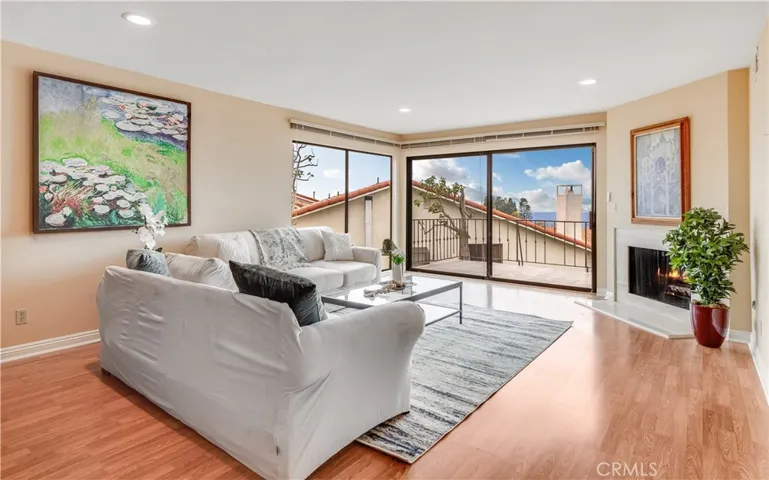 Living room with Views and fireplace