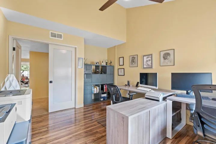 Office with vaulted Ceiling