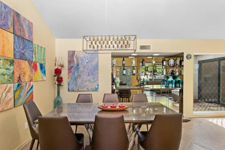Vaulted ceiling In Dining too
