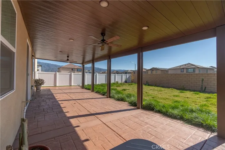Mountain view, patio cover with lighting and ceiling fans