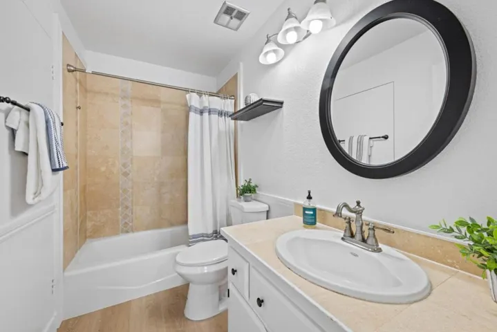 bathroom updates include matching black fixtures [new faucet not pictured yet], new toilet & exhaust