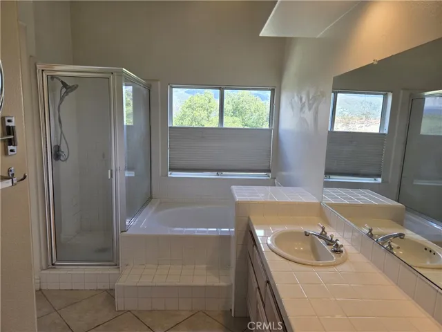 PRIMARY BATH W/SEPERATE SHOWER, OVAL TUB (W/ VIEW), 2 SINKS, ADDITIONAL WALK IN CLOSET AND SEPERATE TOILET ROOM