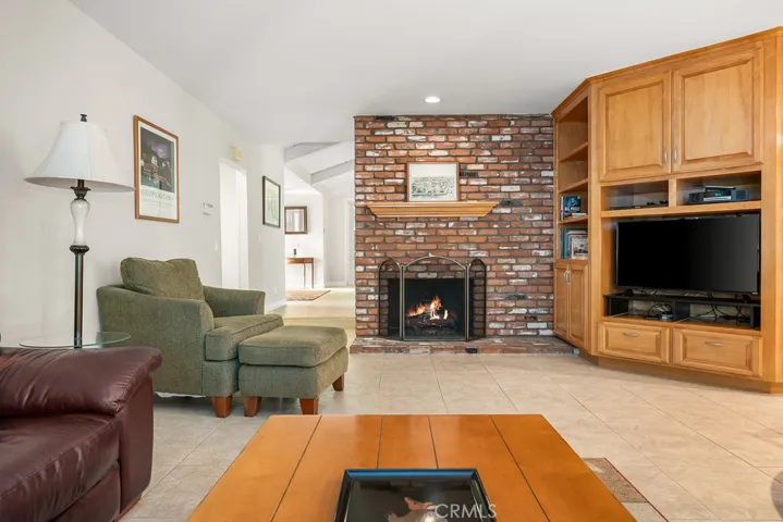 family room, fireplace