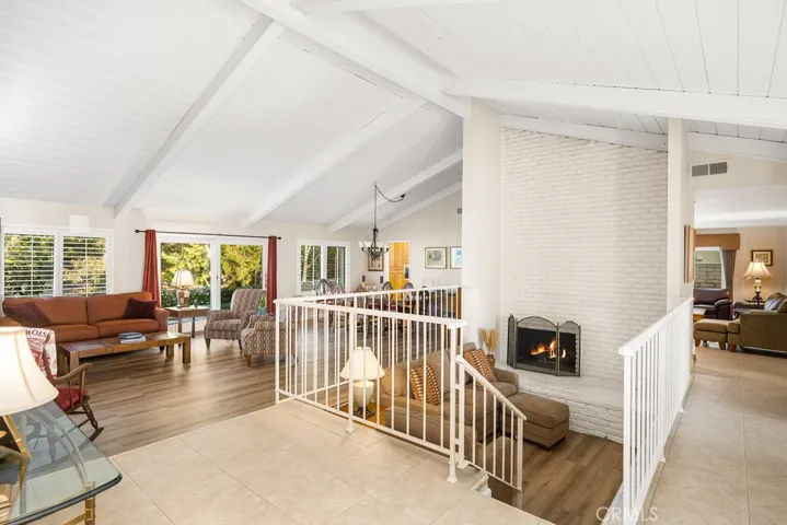living room, conversation pit, dining room