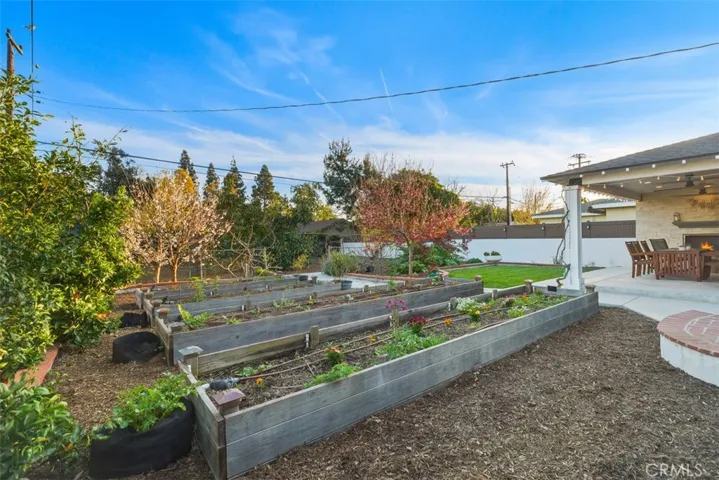 Raised garden beds with dripline irrigation