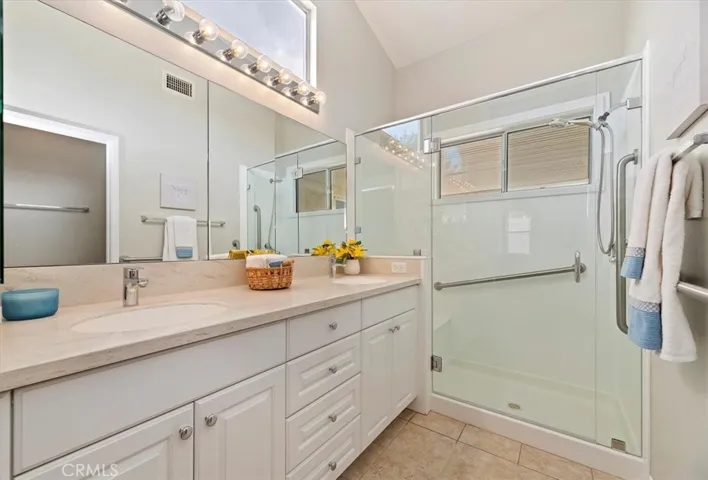Primary bathroom with dual sinks