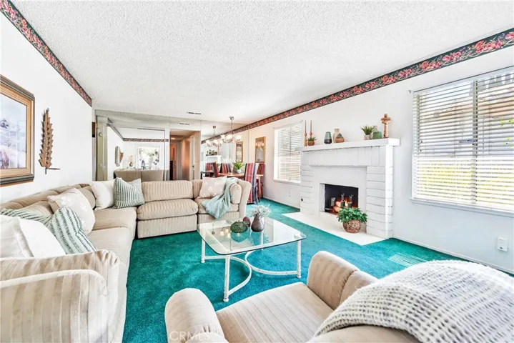Gas burning fireplace in the living room