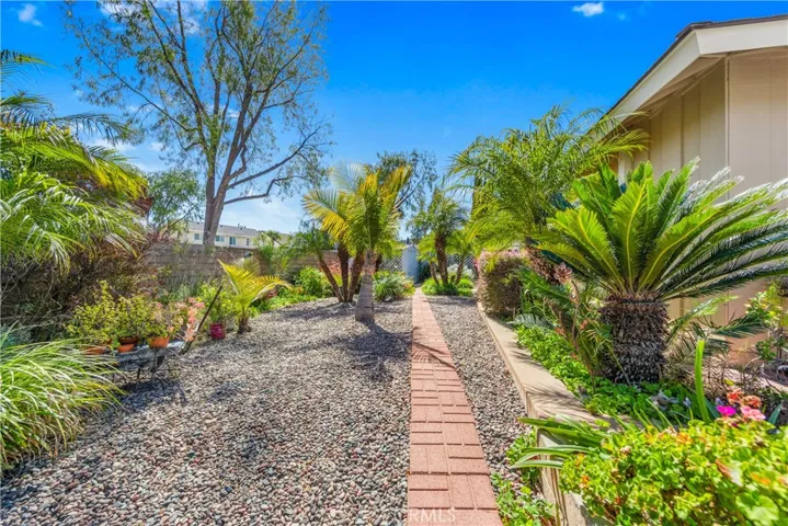 Walkway amongst the gardens in the backyard