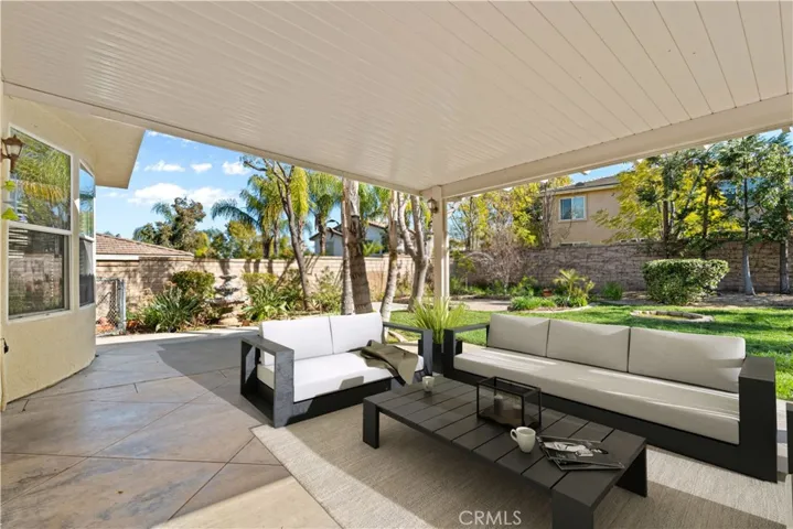 This backyard photo has been virtually staged