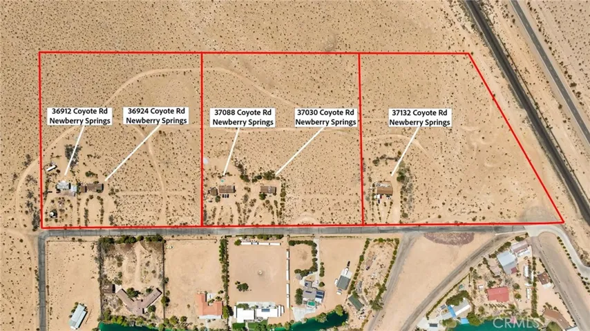 Direct Overview 3 Parcels & 5 Homes on Coyote Lake Rd (Paved)