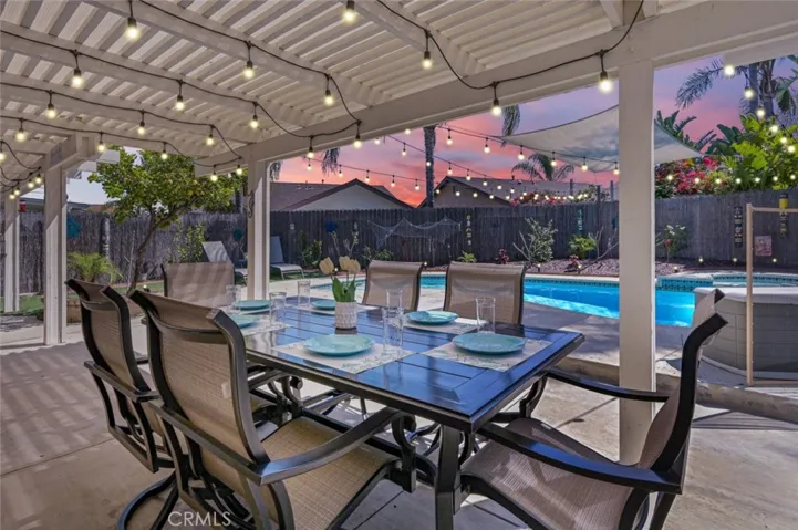 The patio cover was recently rebuilt and has built in Bluetooth speakers