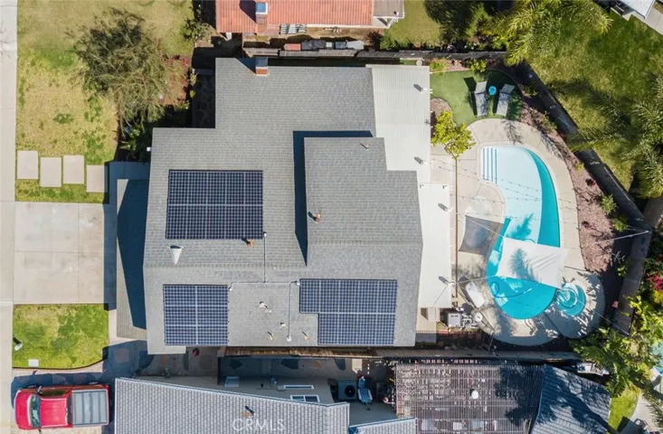 The solar panels on this home are paid off and owned but the homeowner.