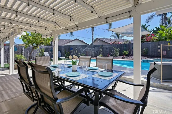 Backyard under the patio cover.