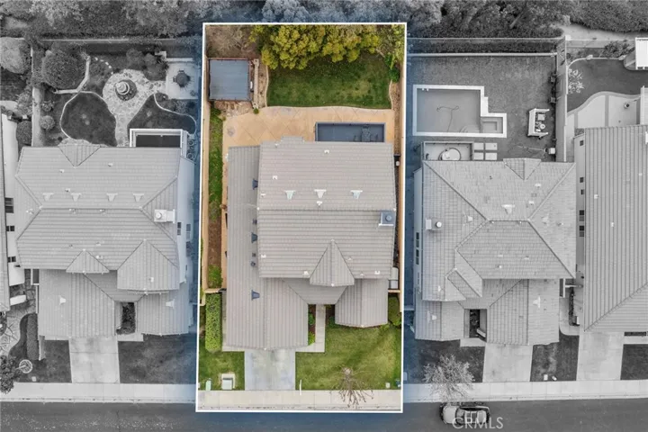 Aerial view of the home with approximate lot lines