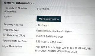 General info of property APN 545-107-021