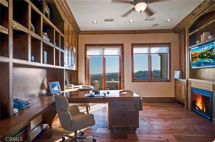 Office with fireplace and Ocean Views