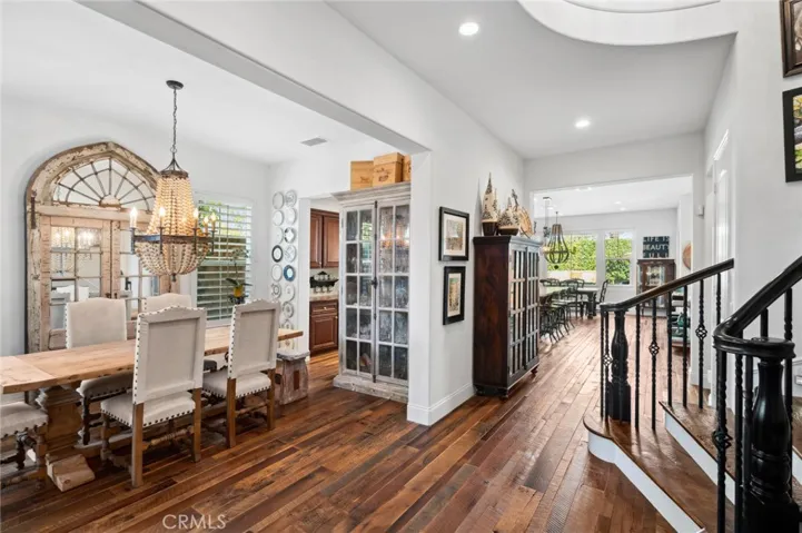 The grand entryway with custom flooring