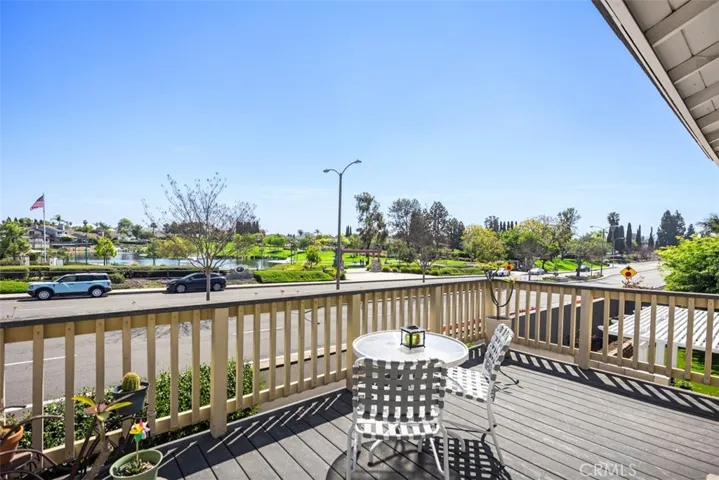 Large balcony with view.