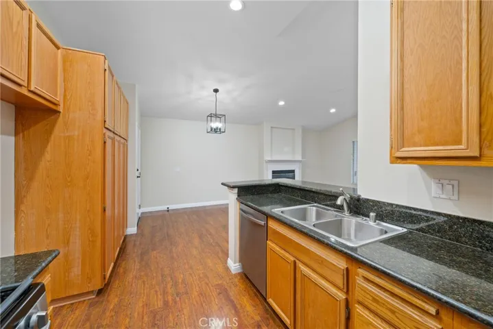 The open-concept design allows easy flow between the kitchen and dining area.