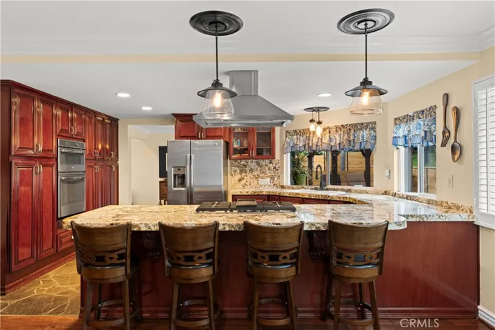 Kitchen view with windows