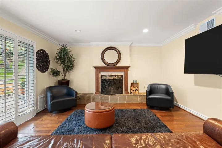 Family room with fireplace
