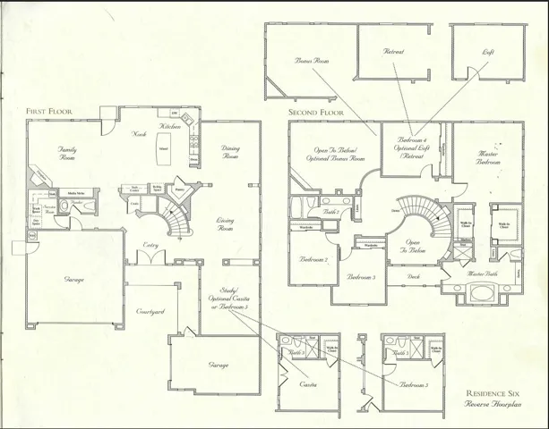 Floorplan with casita option on main floor, pre-plumbed