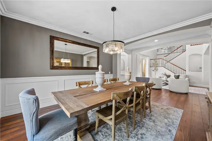 Formal Dining Room is adorned with custom moldings