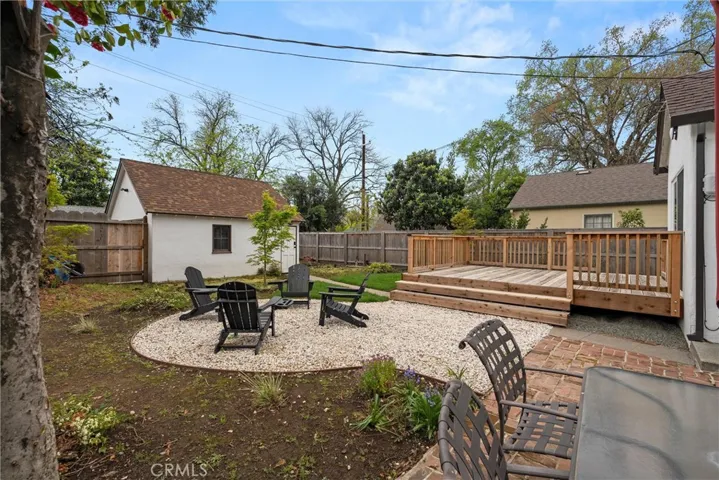 Beautifully Landscaped back yard with detached garage
