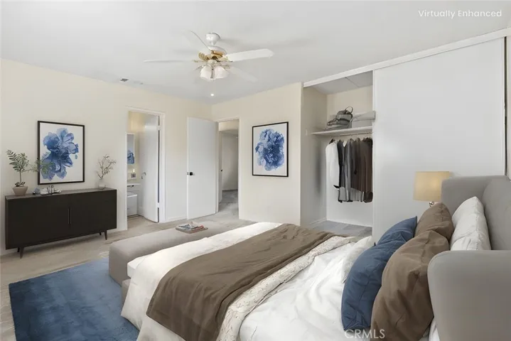 Vurtually staged primary bedroom.
