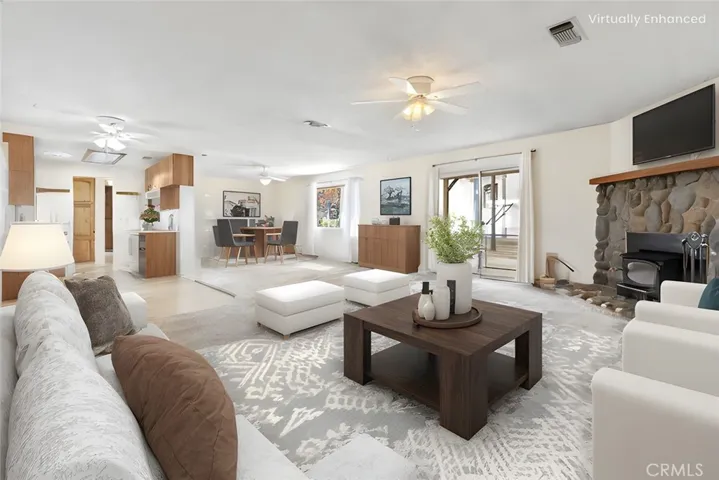 Vurtually staged living/dining area.