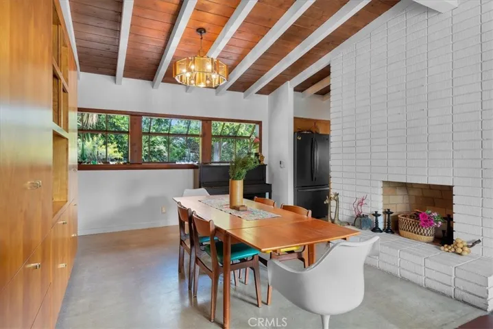 Dining room and fireplace