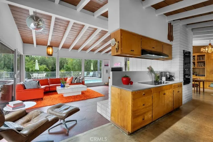 Kitchen next to living room