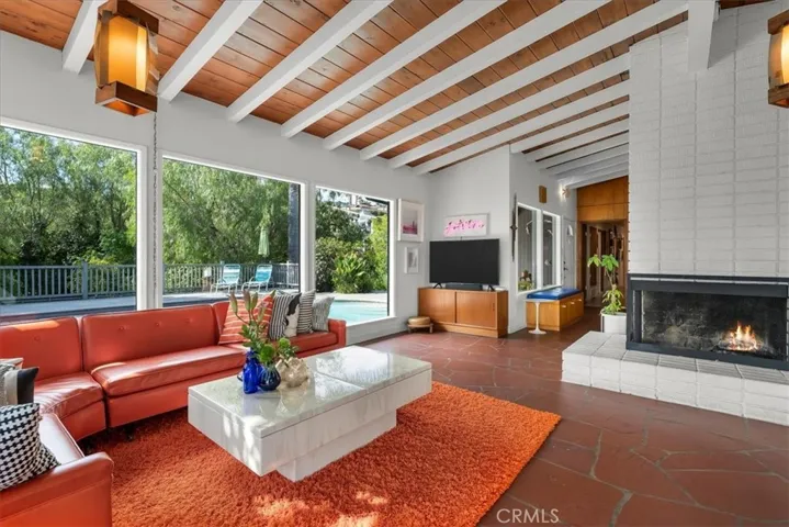 Living room and fireplace